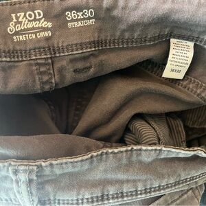 Izod Saltwater Stretch Chino Pants in Dark Gray 36 x 30